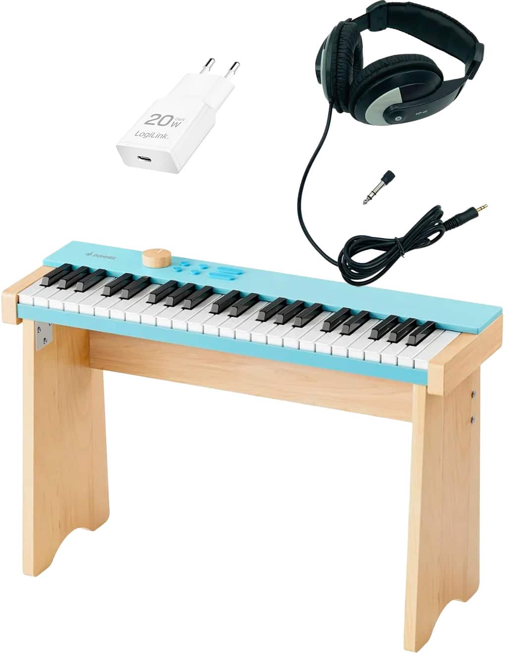 Donner KIDO V-20 Børne El Klaver - Lys Blå - Bundle