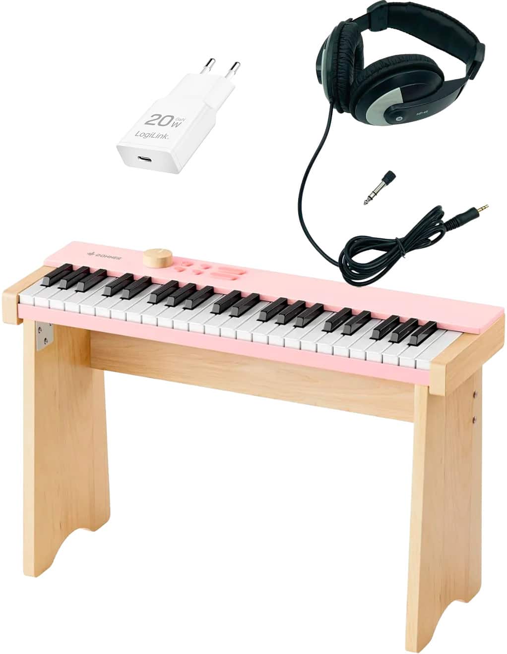 Donner KIDO V-20 Børne El Klaver - Lys Pink - Bundle